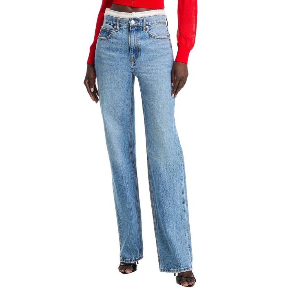 Alexander Wang Womens Relaxed Straight Pointelle Undie Jeans 27 Indigo - NWOT